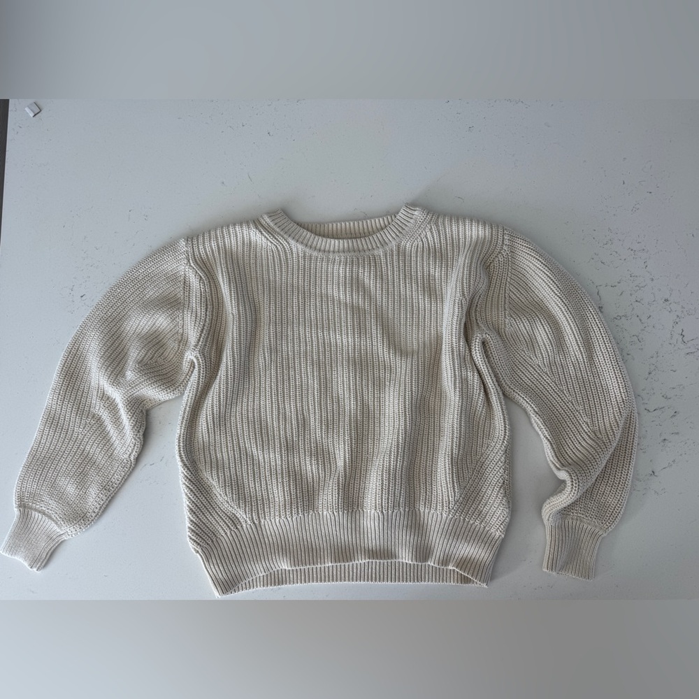 GAP Women's Neutral Cream Ribbed Crew Sweater